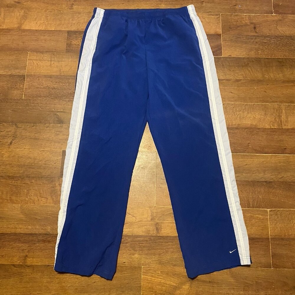 Nike Basketball Track Pants‎ Mens XL Vintage Swoosh Baggy Wide Leg Joggers, Blue